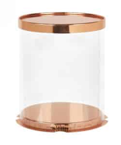 Transparante taartdoos 30 cm ROSÉ GOUD doorsnede 32 cm hoog