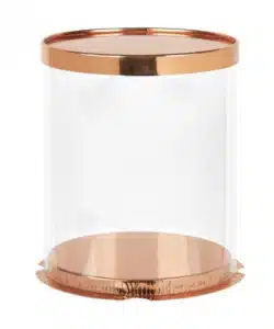 Transparante taartdoos 30 cm ROSÉ GOUD doorsnede 32 cm hoog