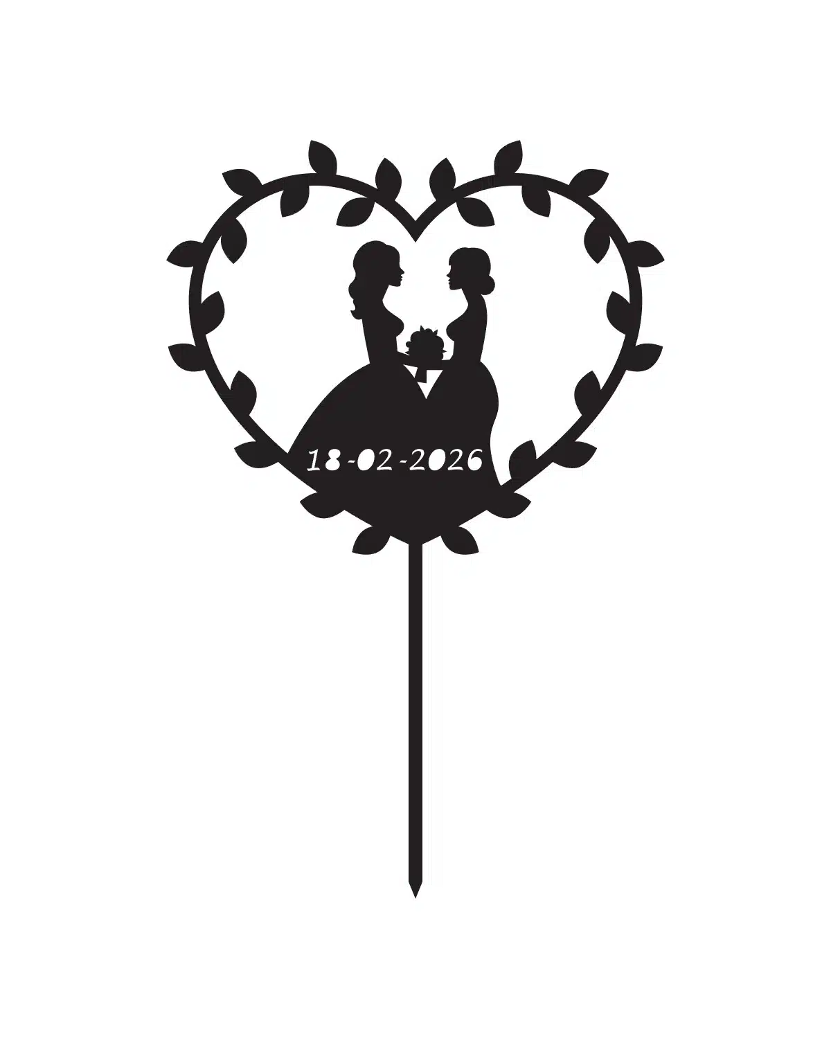 Gepersonaliseerde taarttopper leaf hearts ladies bij cake, bake & love 5 Gepersonaliseerde taarttopper leaf hearts ladies
