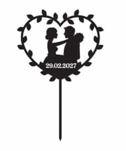 Gepersonaliseerde Taarttopper Leaf Heart Romance