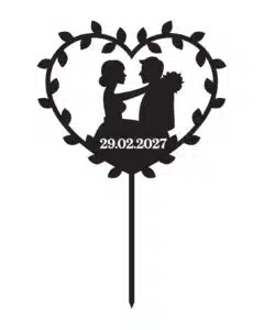 Gepersonaliseerde Taarttopper Leaf Heart Romance