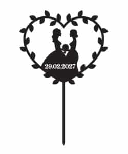 Gepersonaliseerde Taarttopper Leaf Hearts Ladies