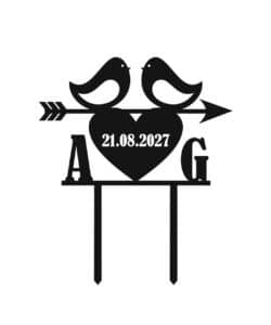 Gepersonaliseerde Taarttopper Love Birds