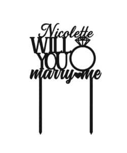 Gepersonaliseerde Taarttopper Will You Merry Me?