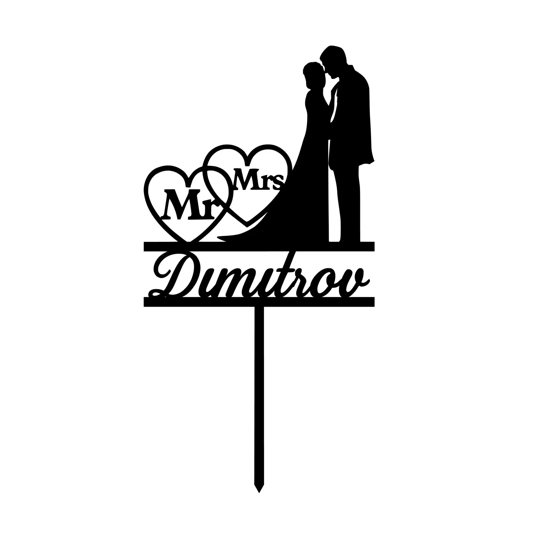 Gepersonaliseerde taarttopper two hearts mr & mrs bij cake, bake & love 3 Gepersonaliseerde taarttopper two hearts mr & mrs