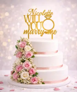 Gepersonaliseerde taarttopper will you merry me? Bij cake, bake & love 10