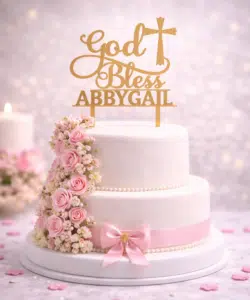 Gepersonaliseerde taarttopper communie god bless bij cake, bake & love 6