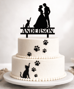 Alternative view of Gepersonaliseerde Taarttopper Mr & Mrs met Kat