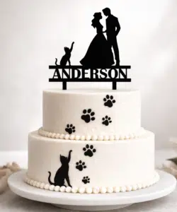 Gepersonaliseerde taarttopper mr & mrs met kat bij cake, bake & love 7