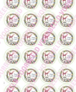 Eetbare Cupcakeprint Happy Easter Bunny - 24 cupcake rondjes