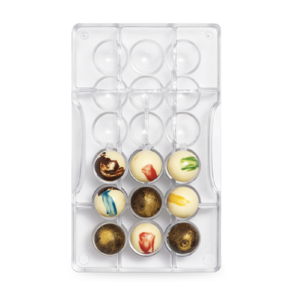 Decora chocolate mould hemisphere ø 25-200 x 120 x 22 mm bij cake, bake & love 3 Decora chocolate mould hemisphere ø 25-200 x 120 x 22 mm