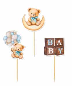 Cupcake Prikkers Baby & Bear Blue pk/12