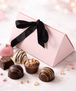 Bonbon of Patisserie Doosje Roze met Zwart Lint - 12,7 x 7 x 7 cm