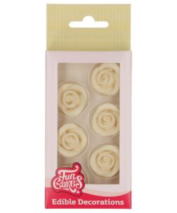 FunCakes Fondant Decoraties Rozen Wit set/6