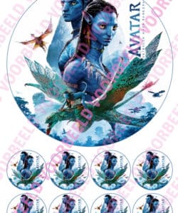Eetbare Taartprint Avatar Film - 18 cm rond + 8 cupcake rondjes