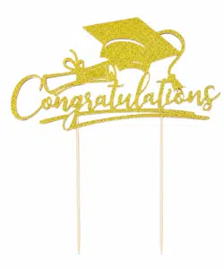 Papieren Taarttopper Congratulations Goud