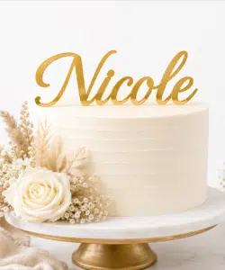 Gepersonaliseerde taarttopper één naam of woord bij cake, bake & love 8
