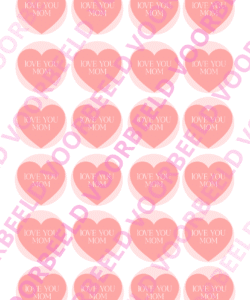 Eetbare Cupcakeprint Love you mom - 24 cupcake rondjes