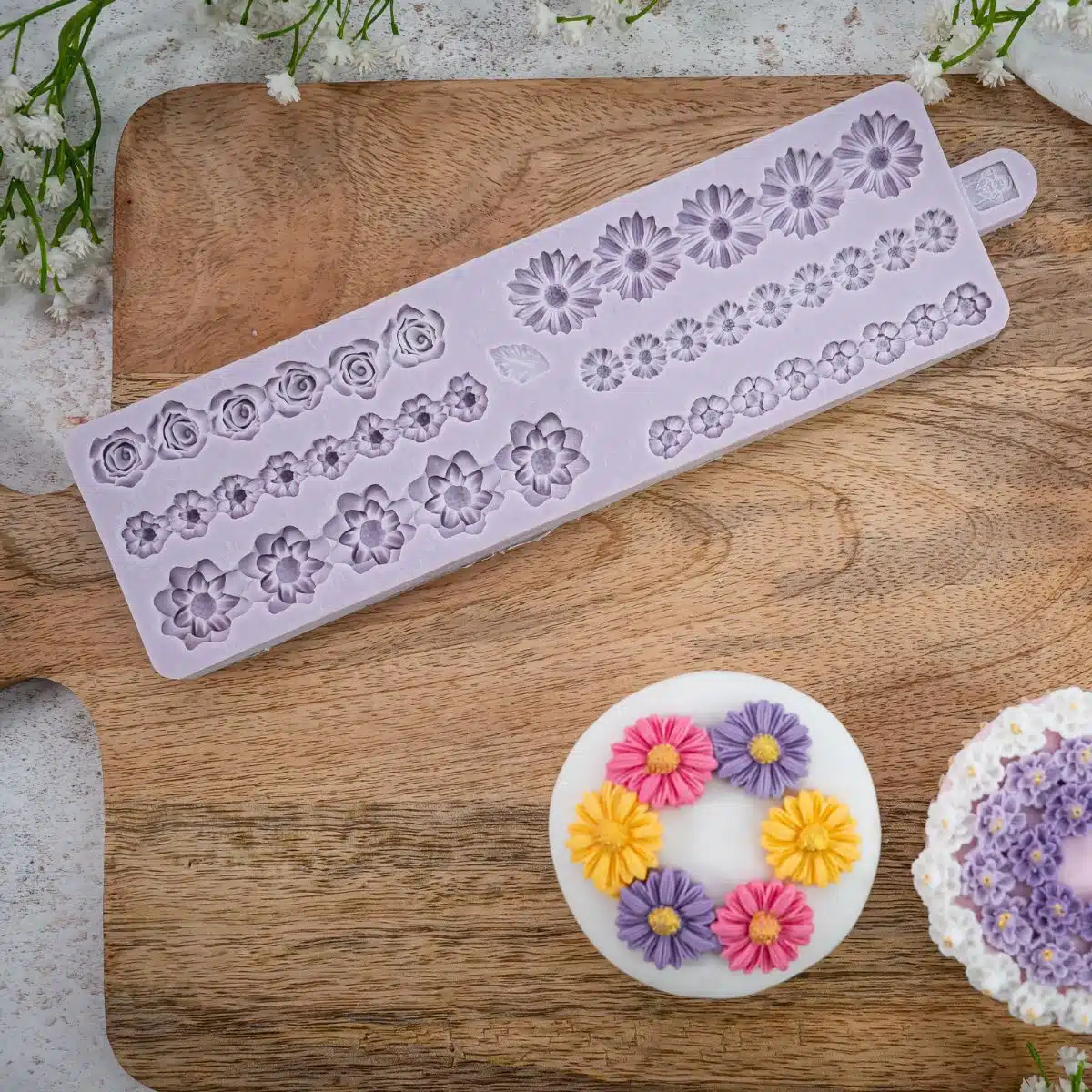 Karen davies siliconen mal – miniature flowers borders - afbeelding 2