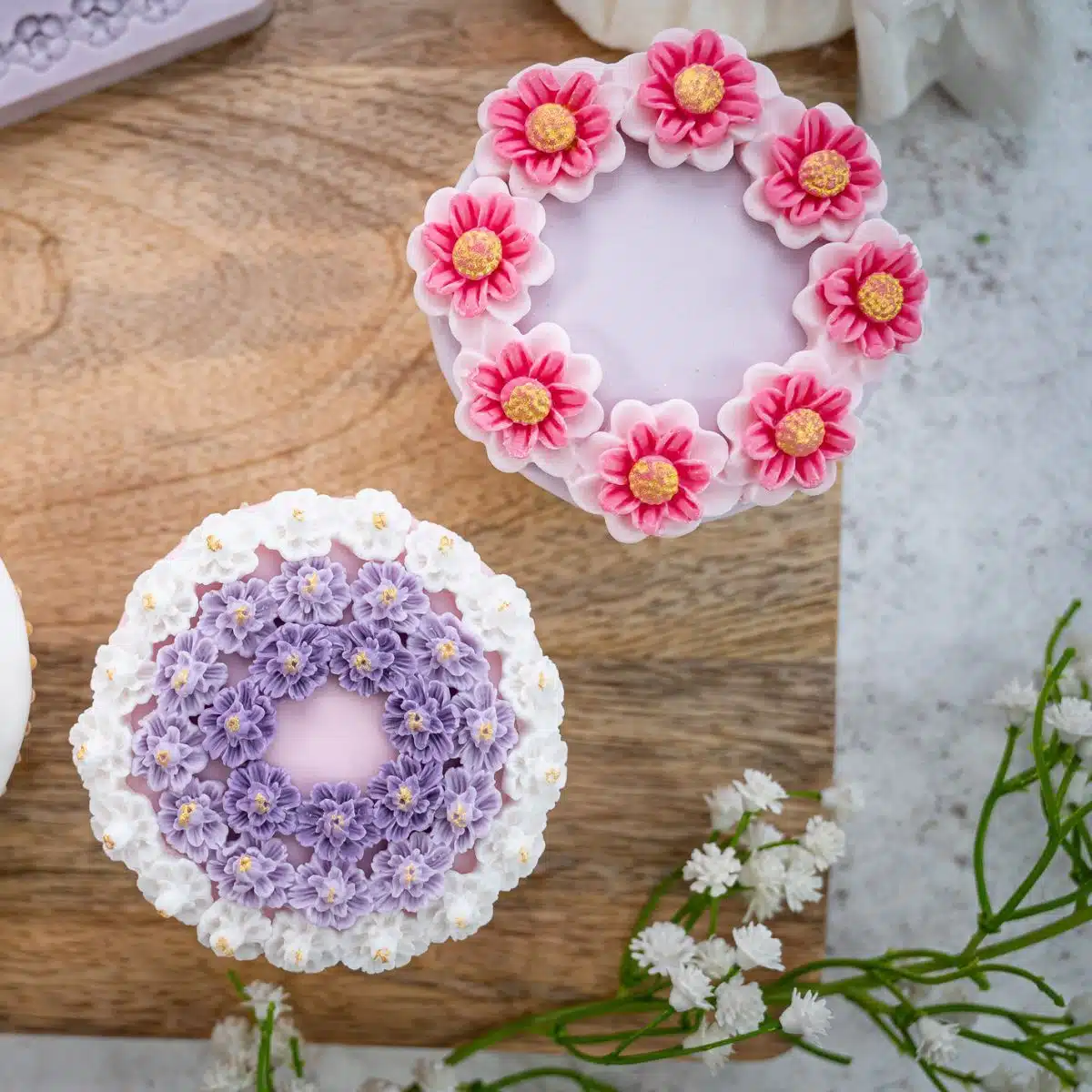 Karen davies siliconen mal – miniature flowers borders - afbeelding 3