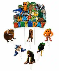 Brainrot caketopper Happy Birthday + 12 Cupcake Prikkers