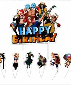One Piece caketopper Happy Birthday + 12 Cupcake Prikkers