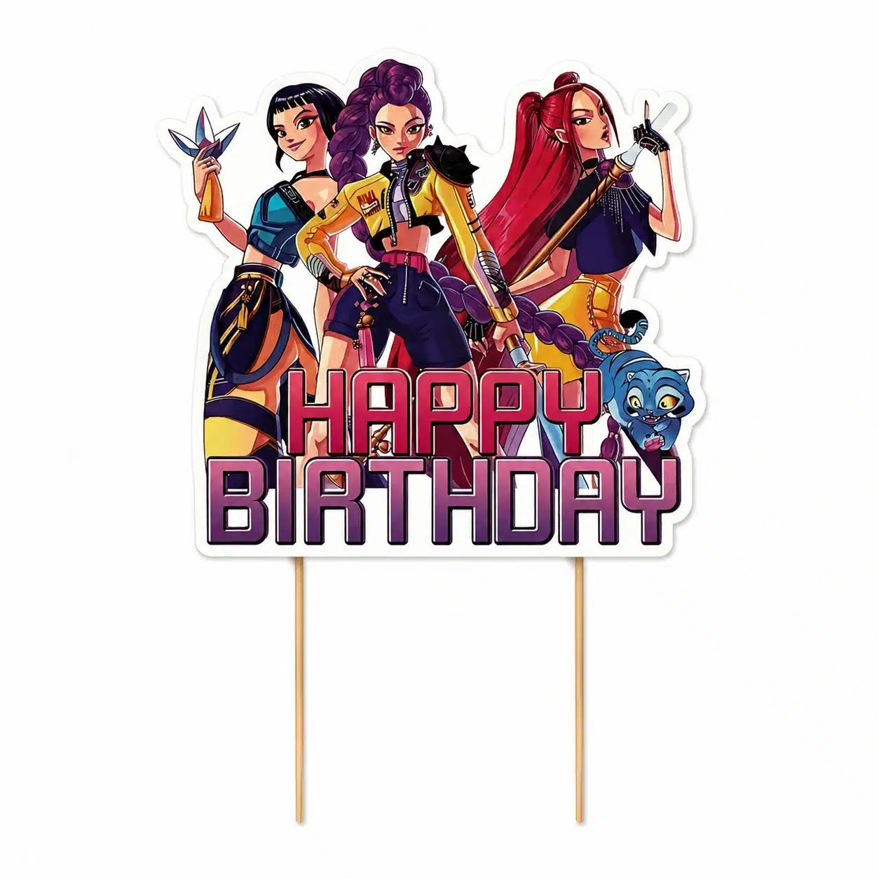 Caketopper happy birthday kpop demon hunters versie 2 bij cake, bake & love 5 Caketopper happy birthday kpop demon hunters versie 2