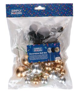 Simply Making Decorative Ball Set Metallic Gold Silver & Black pk/32