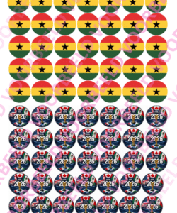 Eetbare Sweets Print WK Ghana - 70 rondjes van 2,5 cm