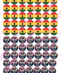 Eetbare Sweets Print WK Ghana - 70 rondjes van 2,5 cm