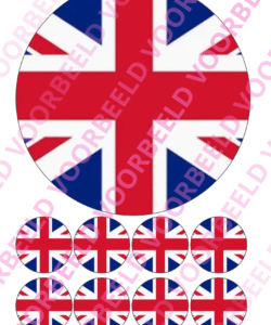 Eetbare Taartprint WK Engeland – 18 cm rond + 8 cupcake rondjes