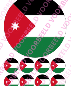 Eetbare Taartprint WK Jordanië – 18 cm rond + 8 cupcake rondjes