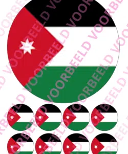 Eetbare Taartprint WK Jordanië – 18 cm rond + 8 cupcake rondjes