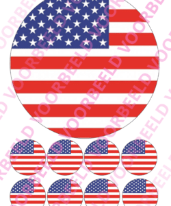 Eetbare Taartprint WK Verenigde Staten – 18 cm rond + 8 cupcake rondjes