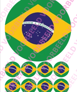 Eetbare Taartprint WK Brazilië  – 18 cm rond + 8 cupcake rondjes