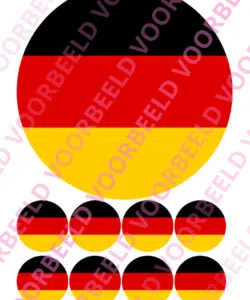 Eetbare Taartprint WK Duitsland – 18 cm rond + 8 cupcake rondjes