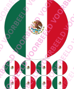 Eetbare Taartprint WK Mexico – 18 cm rond + 8 cupcake rondjes