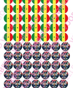 Eetbare Sweets Print WK Senegal - 70 rondjes van 2,5 cm