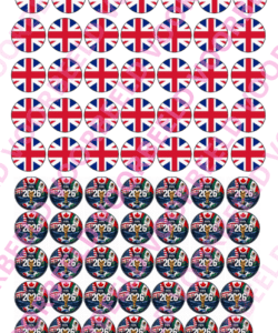 Eetbare Sweets Print WK Engeland - 70 rondjes van 2,5 cm