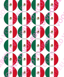 Eetbare Cupcakeprint WK Mexico – 24 cupcake rondjes