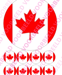 Eetbare Taartprint WK Canada – 18 cm rond + 8 cupcake rondjes