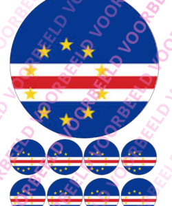Eetbare Taartprint WK Kaapverdië – 18 cm rond + 8 cupcake rondjes
