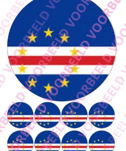 Eetbare Taartprint WK Kaapverdië – 18 cm rond + 8 cupcake rondjes