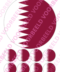 Eetbare Taartprint WK Qatar – 18 cm rond + 8 cupcake rondjes