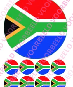 Eetbare Taartprint WK Zuid-Afrika – 18 cm rond + 8 cupcake rondjes