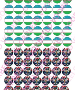 Eetbare Sweets Print WK Oezbekistan - 70 rondjes van 2,5 cm