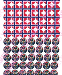 Eetbare Sweets Print WK Noorwegen - 70 rondjes van 2,5 cm