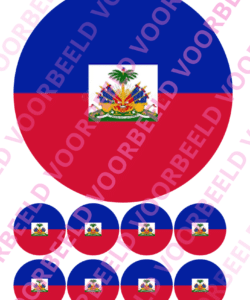 Eetbare Taartprint WK Haïti – 18 cm rond + 8 cupcake rondjes