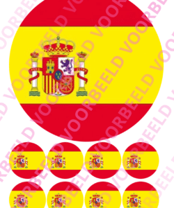 Eetbare Taartprint WK Spanje – 18 cm rond + 8 cupcake rondjes