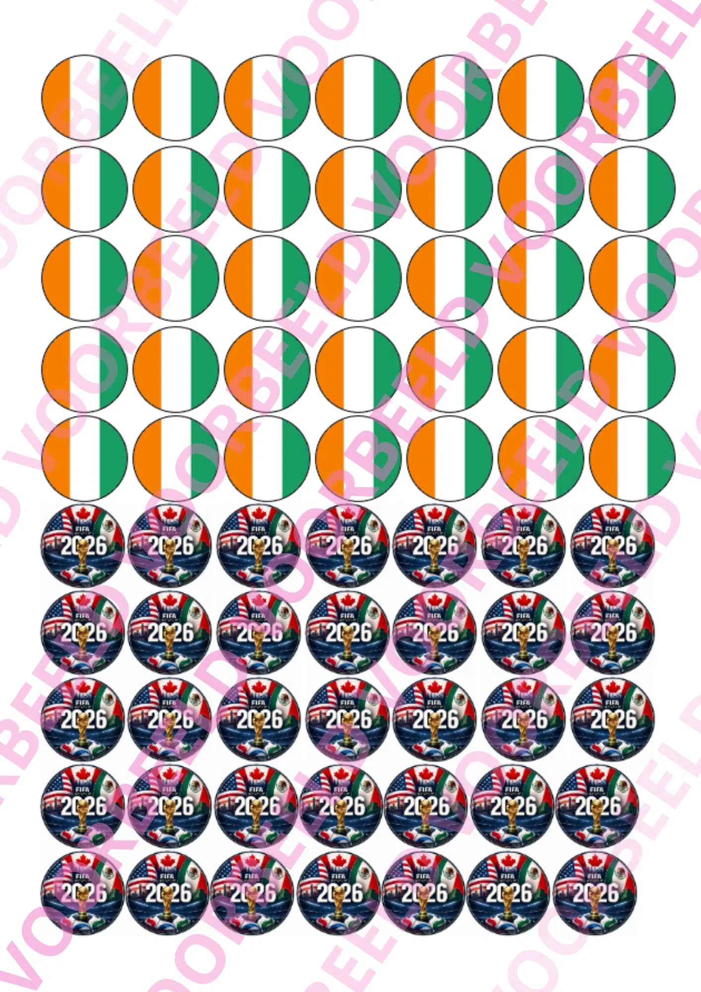 Eetbare sweets print wk ivoorkust - 70 rondjes van 2,5 cm bij cake, bake & love 5 Eetbare sweets print wk ivoorkust - 70 rondjes van 2,5 cm